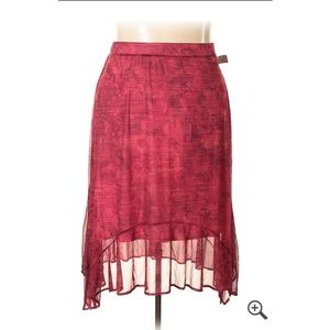 Red Patterned Skirt